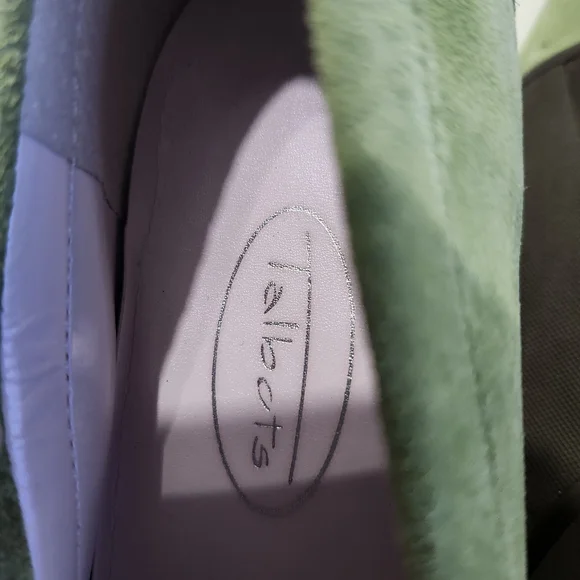 Talbots Green Leather Suede Slip-On Loafers Sz US 5.5 Comfort Career Y2K Preppy - Picture 8 of 11